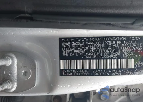 2010 Scion Xd z USA, uszkodzony, nr VIN JTKKU4B44AJ054930